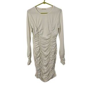 Heart & Hips Ruch Bodycon Dress Cream Large